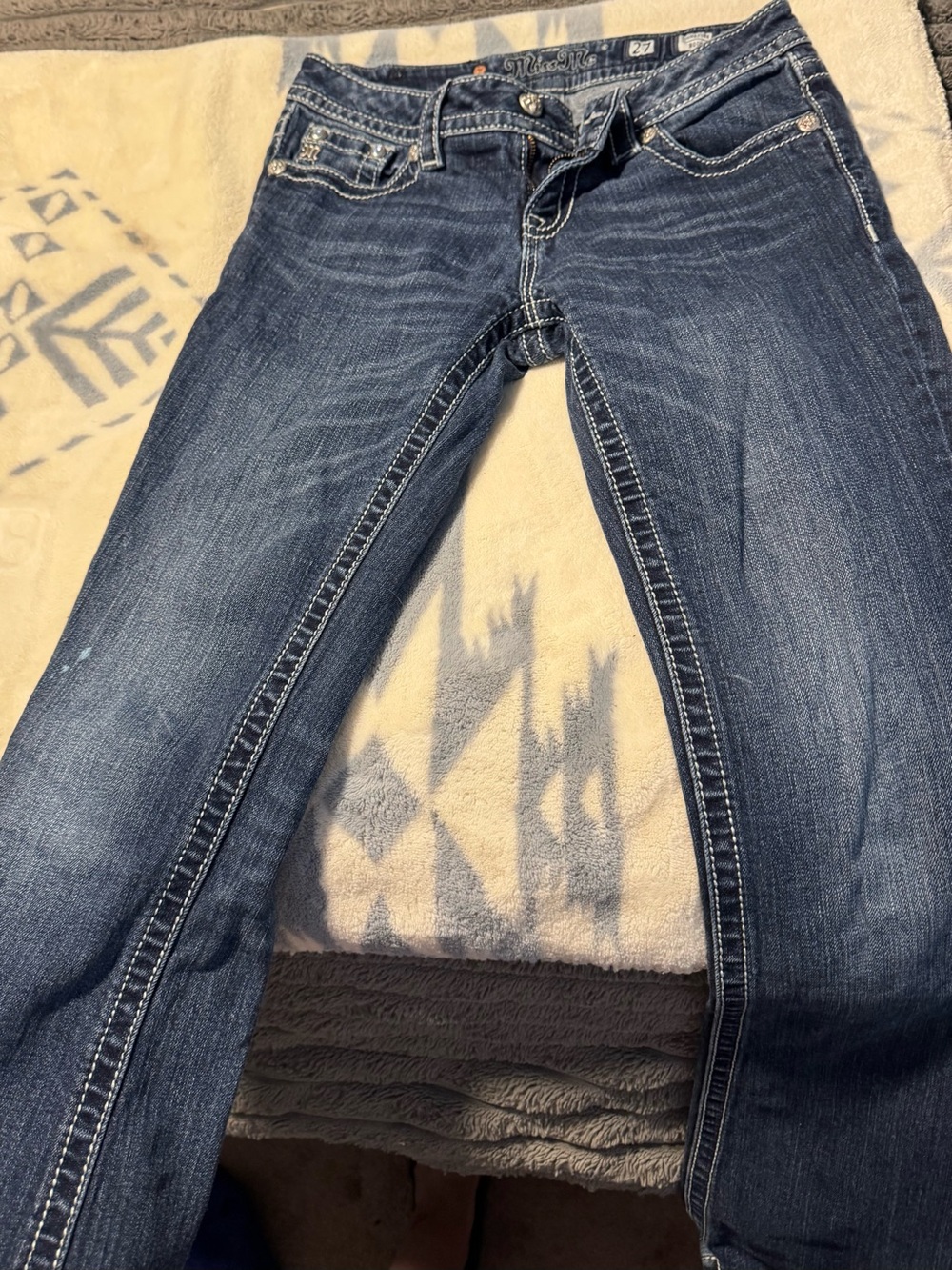 Miss Me Blue Distressed Stretch Skinny Jeans